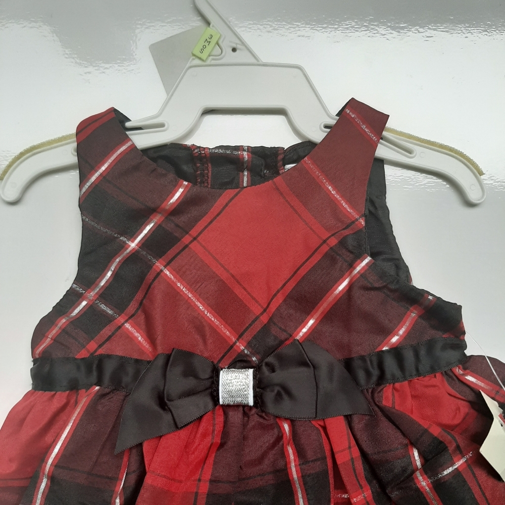 George Red Plaid Dress 2pc Set 3/6M - Picture 6 of 8